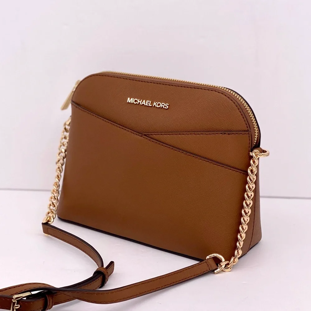 New Michael Kors Jet Set Travel Medium Dome Crossbody Leather Luggage